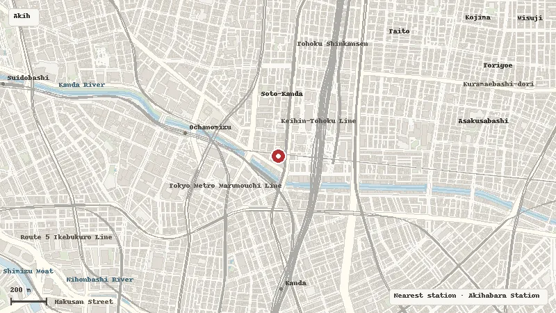 Map of the area around Hareruya 2 Akihabara Tower in Akihabara