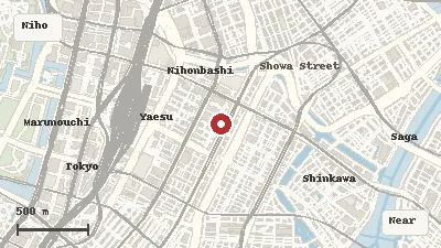 Map of the area around Pokémon Cafe TOKYO in Nihombashi