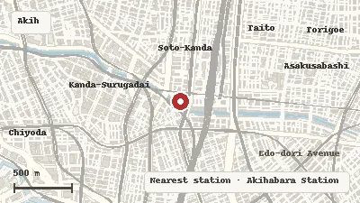 Map of the area around FINAL FANTASY EORZEA CAFE Akihabara in Akihabara