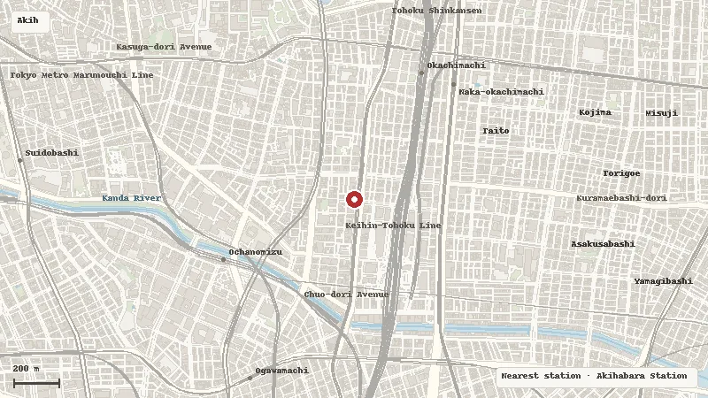 Map of the area around maidreamin Akihabara Head Store in Akihabara