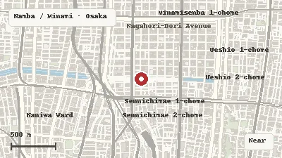 Map of the area around Dotonbori in Namba / Minami