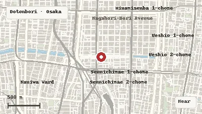 Map of the area around Dotonbori Glico Sign in Dotonbori