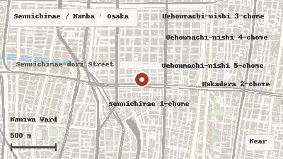 Map of the area around Karaoke Manekineko Sennichimae in Sennichimae / Namba
