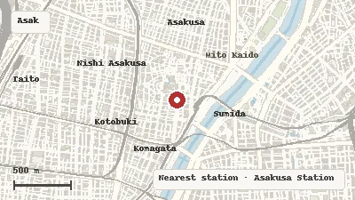 Map of the area around Nakamise-dori in Asakusa
