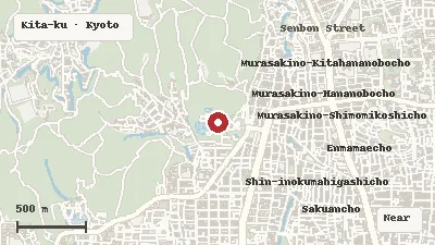 Map of the area around Kinkaku-ji in Kita-ku