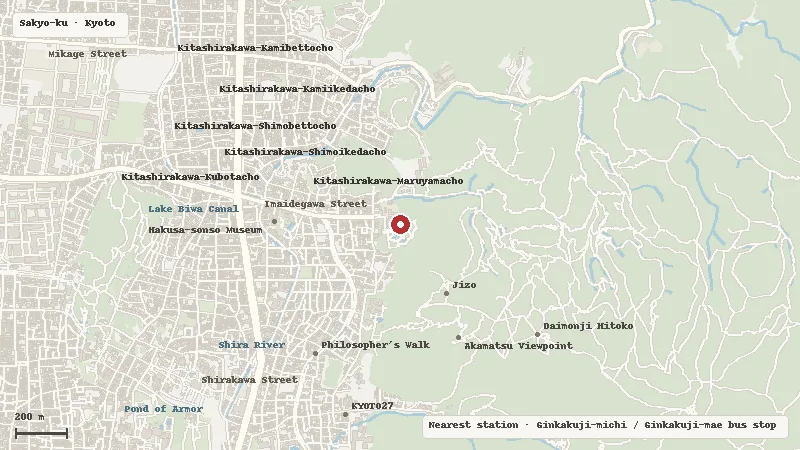 Map of the area around Ginkaku-ji in Sakyo-ku