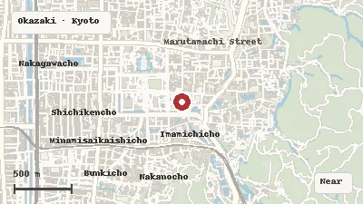 Map of the area around Kyoto City Zoo in Okazaki