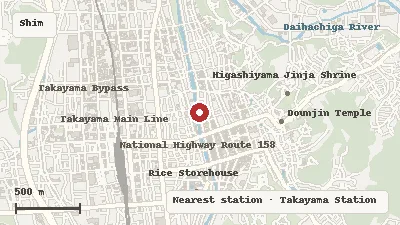 Map of the area around Miyagawa Morning Market in Shimosannomachi / Miyagawa River