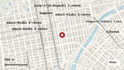 Map of the area around Nijo Market in Chūō Ward / Sōsei River
