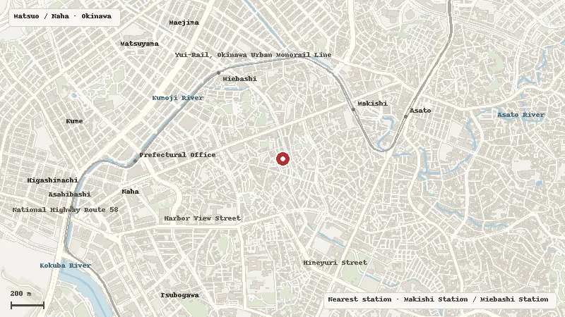 Map of the area around First Makishi Public Market in Matsuo / Naha