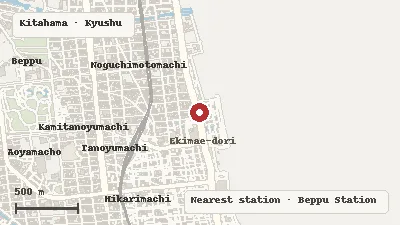 Map of the area around Beppu Tower in Kitahama