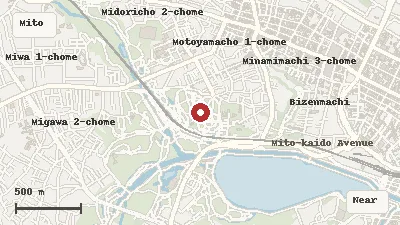 Map of the area around Kairakuen in Mito