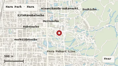 Map of the area around Nara National Museum in Nara Park