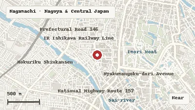 Map of the area around Nagamachi Samurai District in Nagamachi
