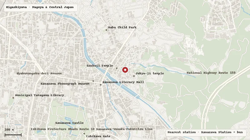 Map of the area around Higashi Chaya District in Higashiyama