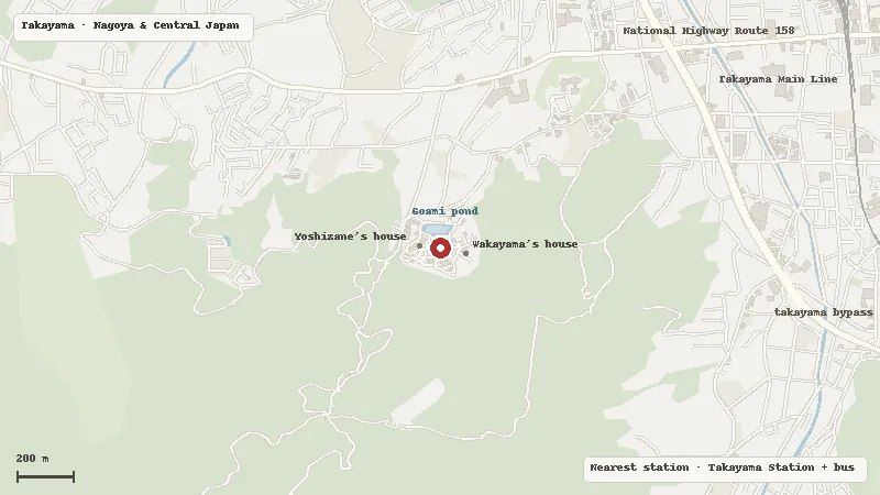 Map of the area around Hida no Sato in Takayama
