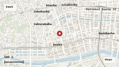 Map of the area around Kochi Castle in Central Kochi