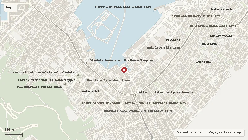 Map of the area around Kanemori Red Brick Warehouse in Bay Area