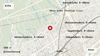 Map of the area around Kobe Kitano Ijinkan-gai in Kitano