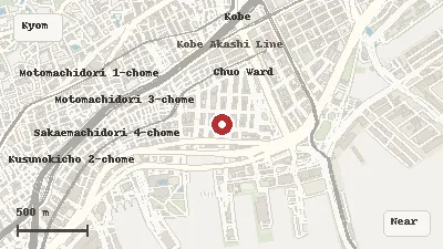 Map of the area around Kobe City Museum in Kyomachi