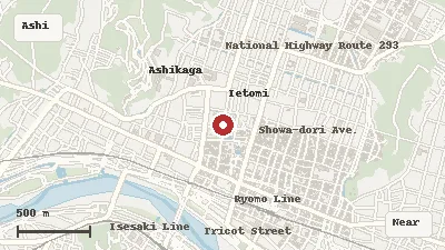 Map of the area around Banna-ji Temple in Ashikaga