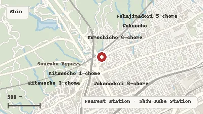 Map of the area around Takenaka Carpentry Tools Museum in Shin-Kobe