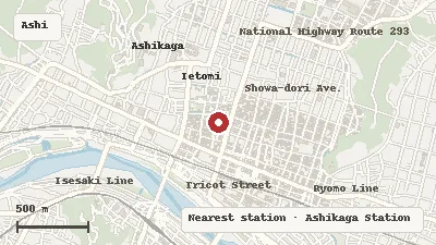Map of the area around Ashikaga School in Ashikaga