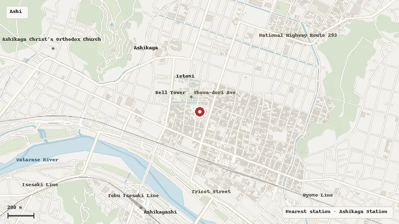 Map of the area around Ashikaga School in Ashikaga