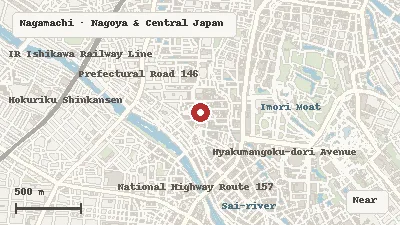 Map of the area around Nomura-ke Samurai Heritage Residence in Nagamachi