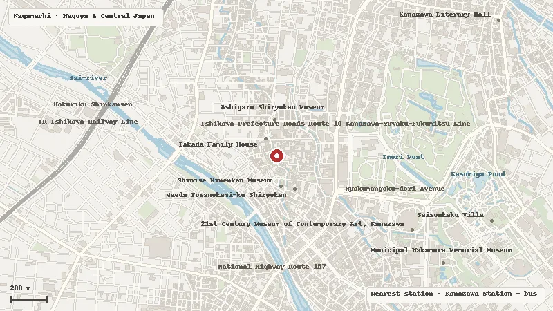 Map of the area around Nomura-ke Samurai Heritage Residence in Nagamachi