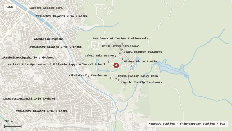 Map of the area around Historical Village of Hokkaido in Atsubetsu