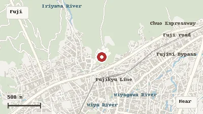 Map of the area around Arakurayama Sengen Park in Fujiyoshida / Shimoyoshida