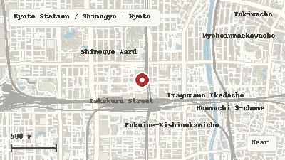 Map of the area around Nidec Kyoto Tower (Kyoto Tower) in Kyoto Station / Shimogyo