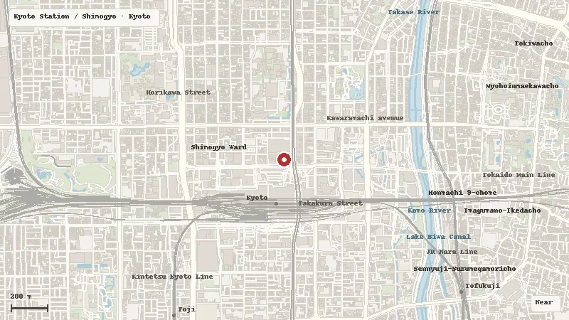 Map of the area around Nidec Kyoto Tower (Kyoto Tower) in Kyoto Station / Shimogyo