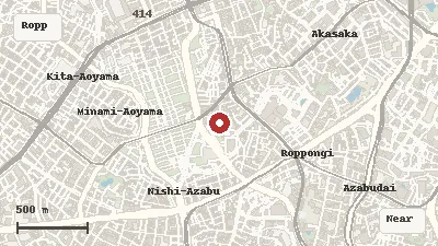 Map of the area around The National Art Center, Tokyo in Roppongi