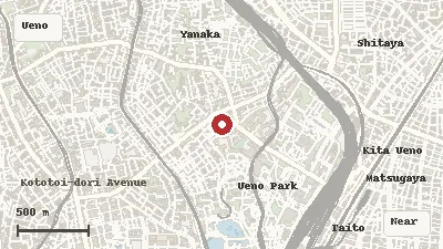 Map of the area around Tokyo Metropolitan Art Museum in Ueno