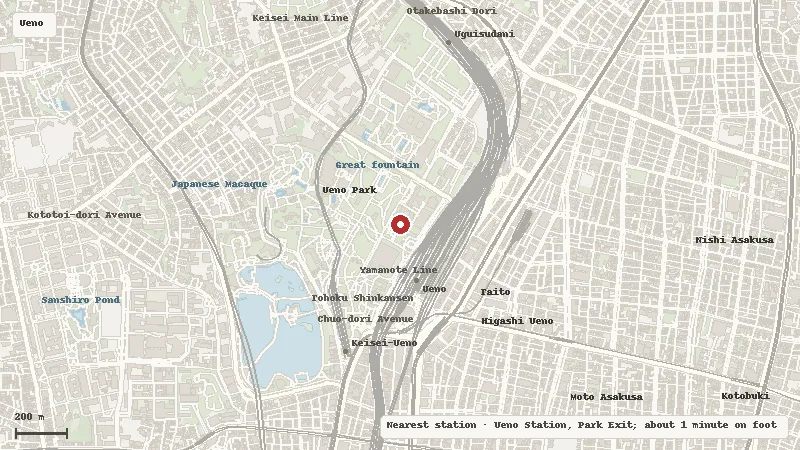 Map of the area around The National Museum of Western Art in Ueno