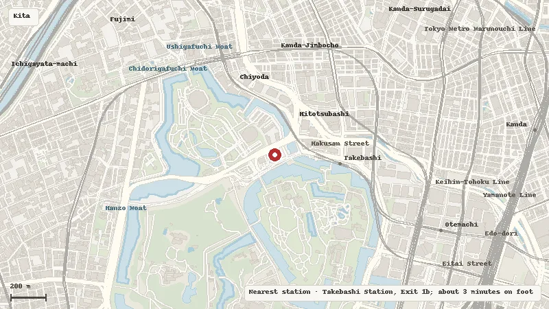 Map of the area around The National Museum of Modern Art, Tokyo in Kitanomaru