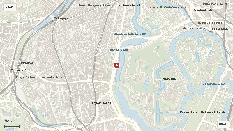 Map of the area around Chidorigafuchi Park in Chiyoda / Imperial Palace