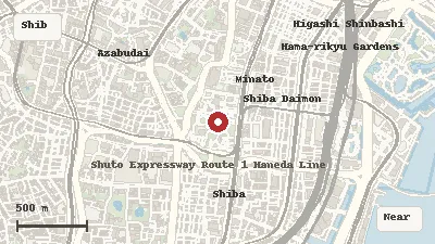 Map of the area around Shiba Park in Shiba / Minato