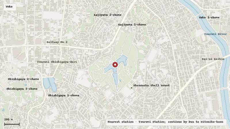 Map of the area around Mitsuike Park in Yokohama / Tsurumi