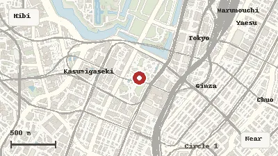 Map of the area around Hibiya Park in Hibiya / Chiyoda