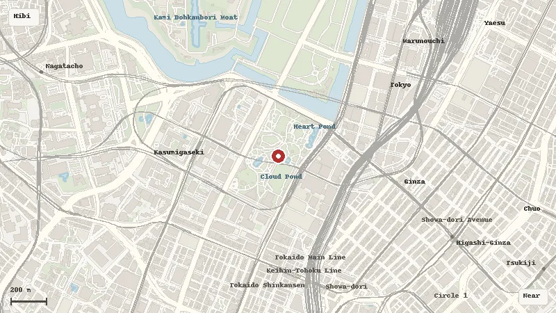 Map of the area around Hibiya Park in Hibiya / Chiyoda