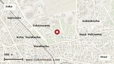 Map of the area around Tokorozawa Aviation Memorial Park in Tokorozawa