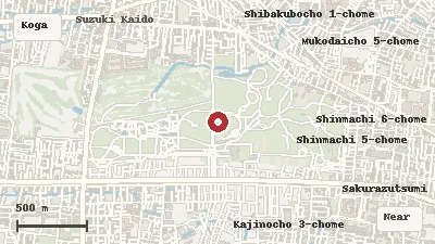 Map of the area around Koganei Park in Koganei / Kodaira