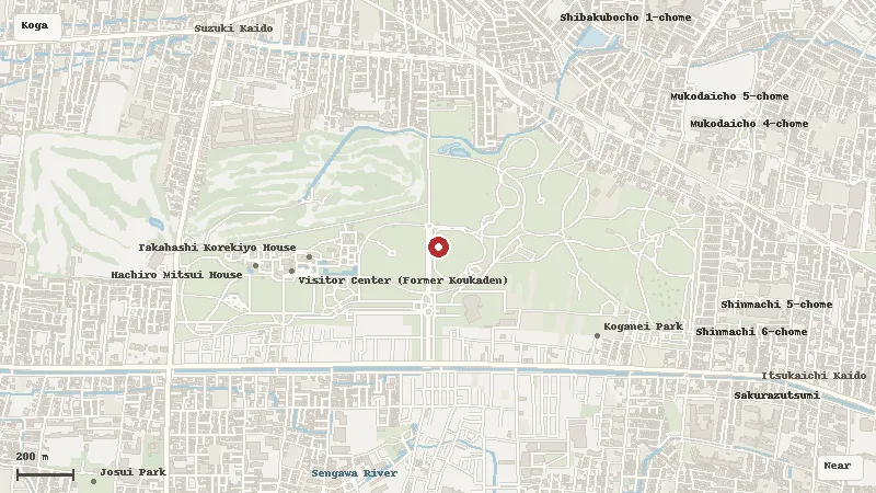 Map of the area around Koganei Park in Koganei / Kodaira