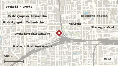 Map of the area around Kyoto Railway Museum in Umekoji