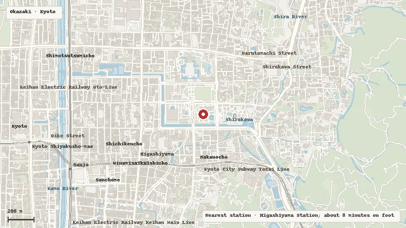 Map of the area around Kyoto City KYOCERA Museum of Art in Okazaki