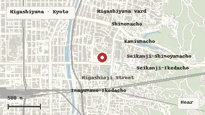 Map of the area around Kyoto National Museum in Higashiyama