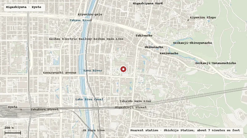 Map of the area around Kyoto National Museum in Higashiyama